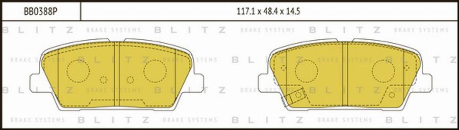 Blitz BB0388P - Тормозные колодки, дисковые, комплект unicars.by