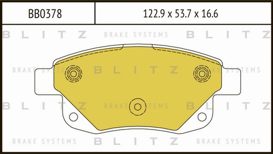 Blitz BB0378 - Тормозные колодки, дисковые, комплект unicars.by