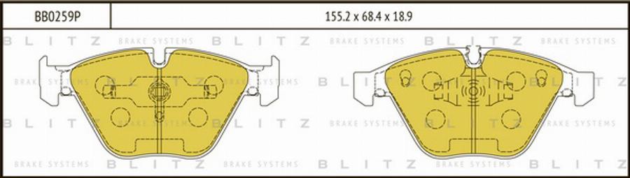 Blitz BB0259P - Тормозные колодки, дисковые, комплект unicars.by