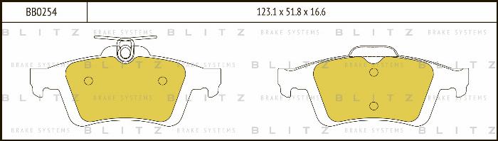 Blitz BB0254 - Тормозные колодки, дисковые, комплект unicars.by