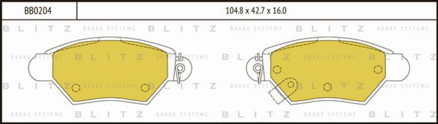 Blitz BB0204 - Тормозные колодки, дисковые, комплект unicars.by