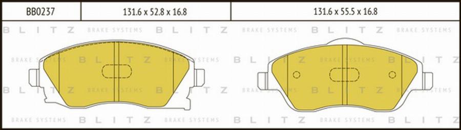 Blitz BB0237 - Тормозные колодки, дисковые, комплект unicars.by