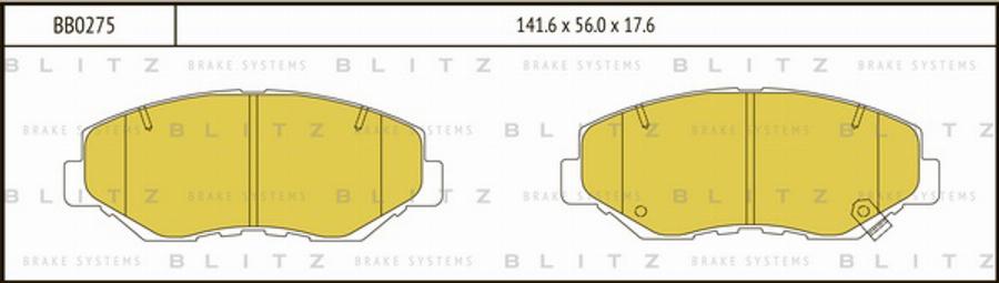 Blitz BB0275 - Тормозные колодки, дисковые, комплект unicars.by