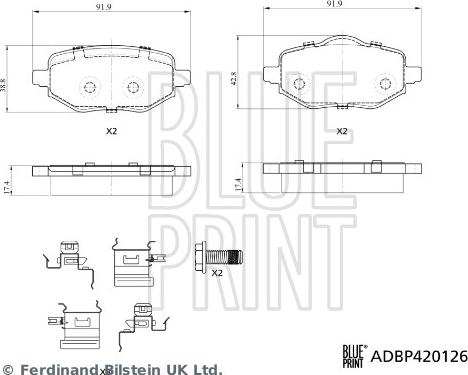 Blue Print ADBP420126 - Тормозные колодки, дисковые, комплект unicars.by