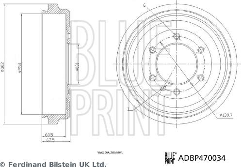 Blue Print ADBP470034 - Тормозной барабан unicars.by