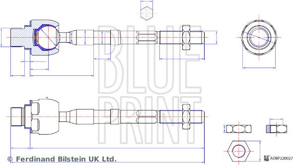 Blue Print ADBP870094 - Осевой шарнир, рулевая тяга unicars.by