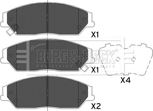 Borg & Beck BBP2493 - Тормозные колодки, дисковые, комплект unicars.by