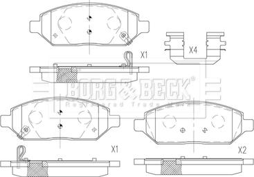 Borg & Beck BBP2599 - Тормозные колодки, дисковые, комплект unicars.by