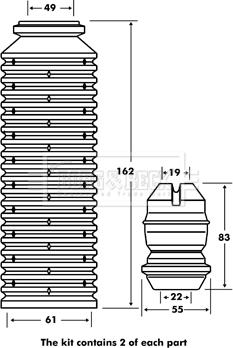 Borg & Beck BPK7076 - Пылезащитный комплект, амортизатор unicars.by