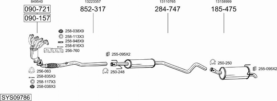 Bosal SYS09786 - Система выпуска ОГ unicars.by