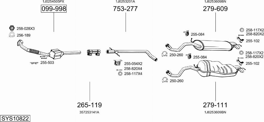 Bosal SYS10822 - Система выпуска ОГ unicars.by