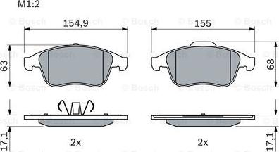 BOSCH 0 986 494 401 - Тормозные колодки, дисковые, комплект unicars.by