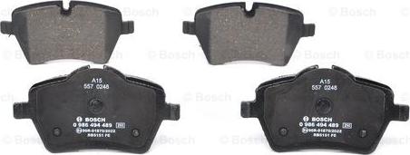 BOSCH 0 986 494 489 - Тормозные колодки, дисковые, комплект unicars.by