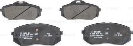 BOSCH 0 986 494 422 - Тормозные колодки, дисковые, комплект unicars.by