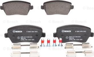 BOSCH 0 986 494 592 - Тормозные колодки, дисковые, комплект unicars.by