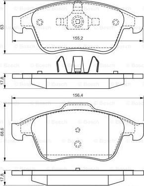 BOSCH 0 986 494 556 - Тормозные колодки, дисковые, комплект unicars.by