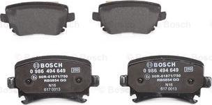 BOSCH 0 986 494 649 - Тормозные колодки, дисковые, комплект unicars.by