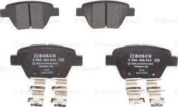 BOSCH 0 986 494 643 - Тормозные колодки, дисковые, комплект unicars.by