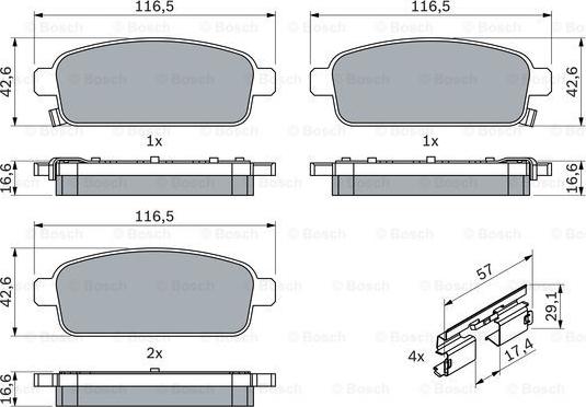 BOSCH 0 986 494 634 - Тормозные колодки, дисковые, комплект unicars.by