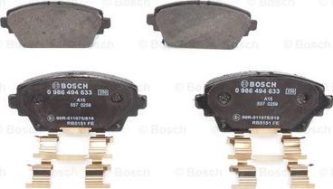 BOSCH 0 986 494 633 - Тормозные колодки, дисковые, комплект unicars.by