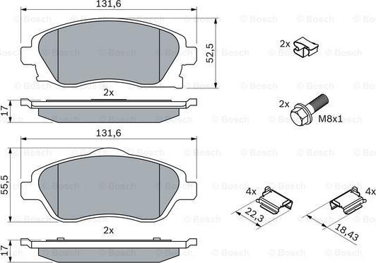 BOSCH 0 986 494 625 - Тормозные колодки, дисковые, комплект unicars.by