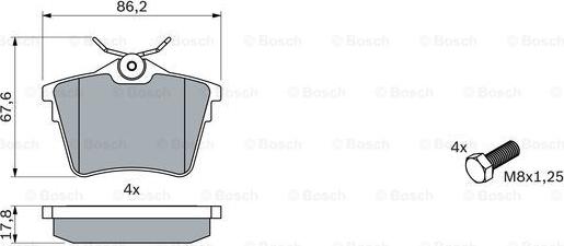 BOSCH 0 986 494 095 - Тормозные колодки, дисковые, комплект unicars.by