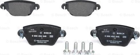 BOSCH 0 986 494 046 - Тормозные колодки, дисковые, комплект unicars.by