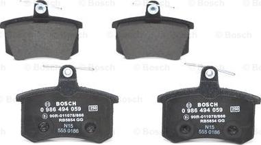 BOSCH 0 986 494 059 - Тормозные колодки, дисковые, комплект unicars.by