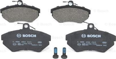 BOSCH 0 986 494 010 - Тормозные колодки, дисковые, комплект unicars.by