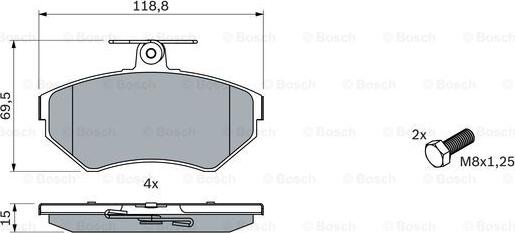 BOSCH 0 986 494 010 - Тормозные колодки, дисковые, комплект unicars.by