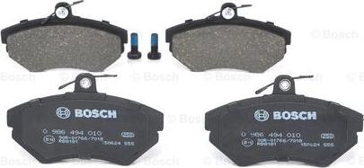 BOSCH 0 986 494 010 - Тормозные колодки, дисковые, комплект unicars.by