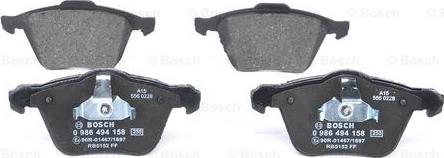 BOSCH 0 986 494 158 - Тормозные колодки, дисковые, комплект unicars.by