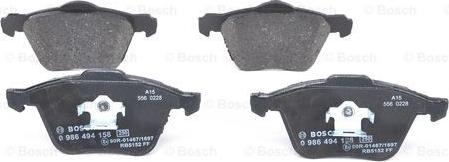 BOSCH 0 986 494 158 - Тормозные колодки, дисковые, комплект unicars.by