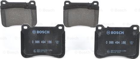 BOSCH 0 986 494 166 - Тормозные колодки, дисковые, комплект unicars.by