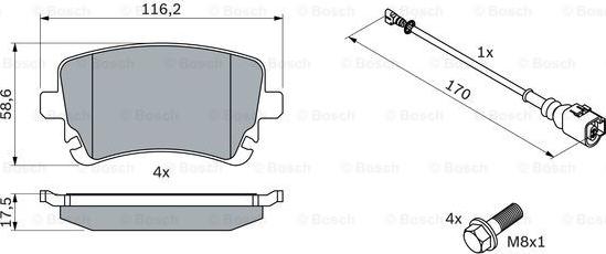 BOSCH 0 986 494 108 - Тормозные колодки, дисковые, комплект unicars.by