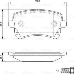 BOSCH 0 986 494 119 - Тормозные колодки, дисковые, комплект unicars.by