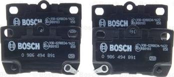 BOSCH 0 986 494 891 - Тормозные колодки, дисковые, комплект unicars.by