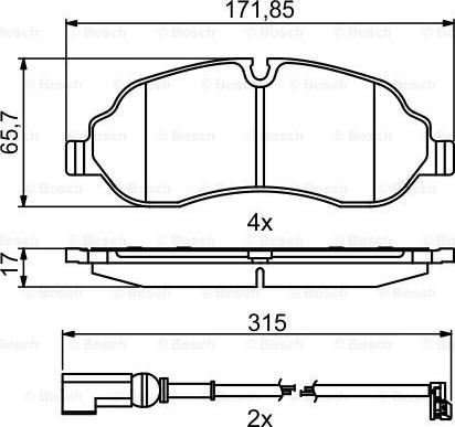 BOSCH 0 986 494 845 - Тормозные колодки, дисковые, комплект unicars.by