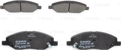 BOSCH 0 986 494 867 - Тормозные колодки, дисковые, комплект unicars.by