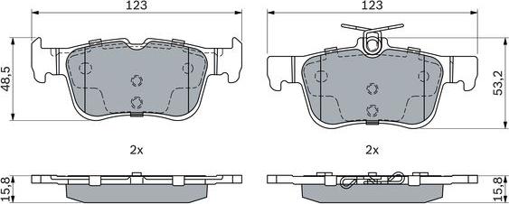 BOSCH 0 986 494 888 - Тормозные колодки, дисковые, комплект unicars.by