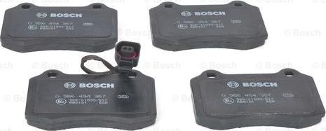 BOSCH 0 986 494 367 - Тормозные колодки, дисковые, комплект unicars.by