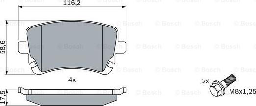 BOSCH 0 986 494 303 - Тормозные колодки, дисковые, комплект unicars.by