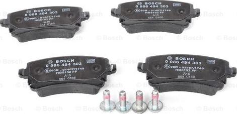 BOSCH 0 986 494 303 - Тормозные колодки, дисковые, комплект unicars.by