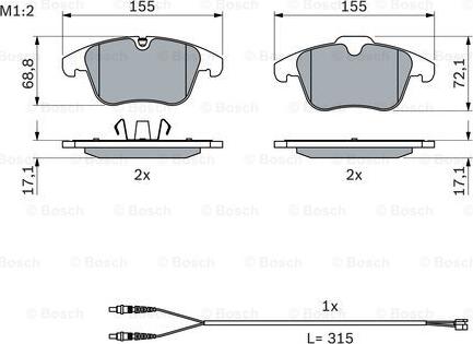 BOSCH 0 986 494 371 - Тормозные колодки, дисковые, комплект unicars.by