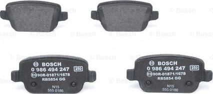 BOSCH 0 986 494 247 - Тормозные колодки, дисковые, комплект unicars.by