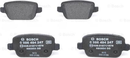 BOSCH 0 986 494 247 - Тормозные колодки, дисковые, комплект unicars.by