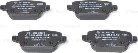 BOSCH 0 986 494 247 - Тормозные колодки, дисковые, комплект unicars.by