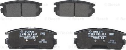 BOSCH 0 986 494 251 - Тормозные колодки, дисковые, комплект unicars.by