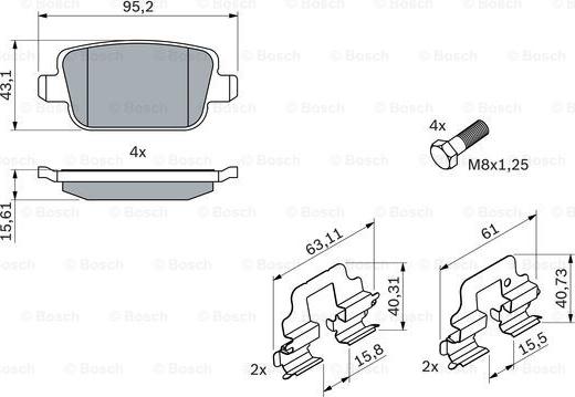 BOSCH 0 986 494 214 - Тормозные колодки, дисковые, комплект unicars.by