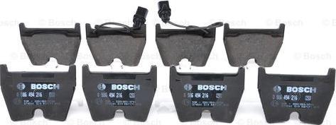 BOSCH 0 986 494 216 - Тормозные колодки, дисковые, комплект unicars.by